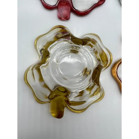 Vintage Set of 4 MCM Glass Four Leaf Clover Trinket Dish or Bridge Bowl - Picture 8 of 11